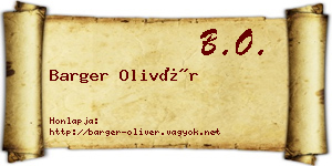 Barger Olivér névjegykártya